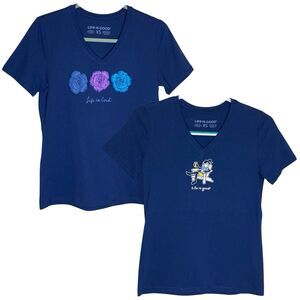 Lot of 2 Life Is Good T Shirt Womens XS Roses Jackie Mom Graphic Tee Beach NWT